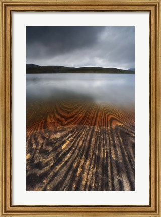 Framed Geology lines in Sandvannet Lake, Nordland County, Norway Print
