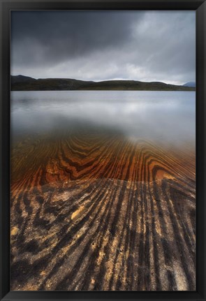 Framed Geology lines in Sandvannet Lake, Nordland County, Norway Print