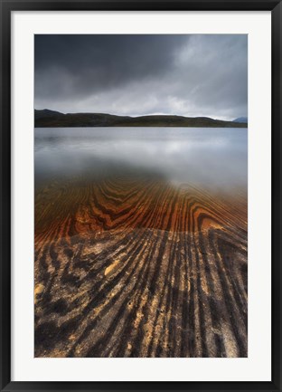 Framed Geology lines in Sandvannet Lake, Nordland County, Norway Print