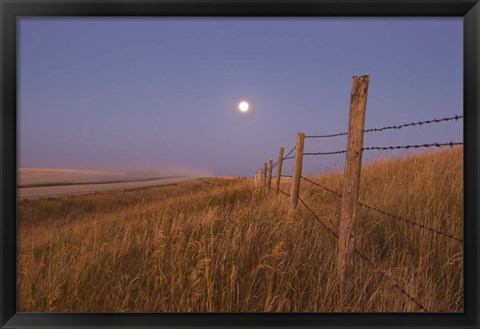 Framed Harvest Moon down the road, Gleichen, Alberta, Canada Print