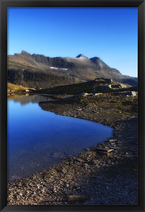 Framed Skittendalen mountain peaks in Troms County, Norway Print