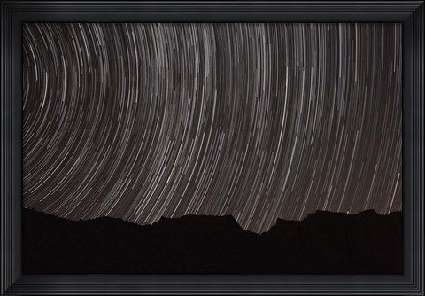 Framed Star trails above a valley in the Firoozkooh area, Iran Print