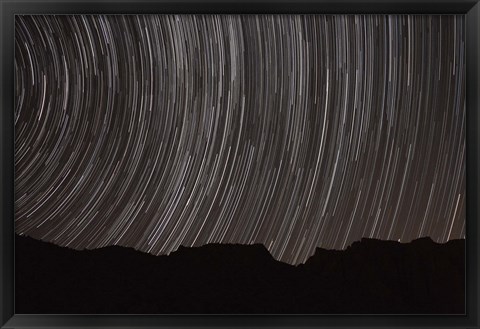 Framed Star trails above a valley in the Firoozkooh area, Iran Print