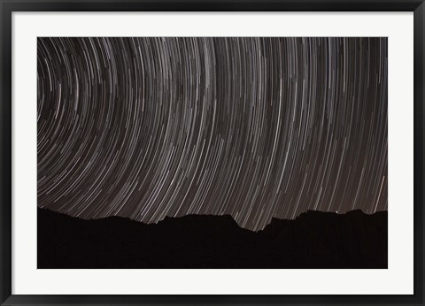 Framed Star trails above a valley in the Firoozkooh area, Iran Print