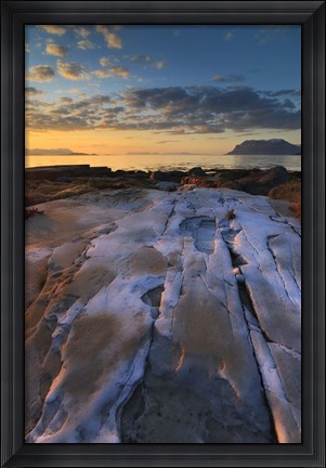 Framed Summer evening looking out over Vagsfjorden, Troms County, Norway Print