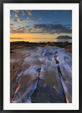 Framed Summer evening looking out over Vagsfjorden, Troms County, Norway Print