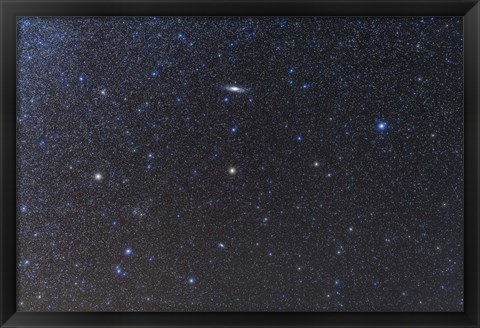 Framed Andromeda Galaxy and Triangulum Galaxy with star clusters Print