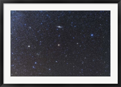 Framed Andromeda Galaxy and Triangulum Galaxy with star clusters Print