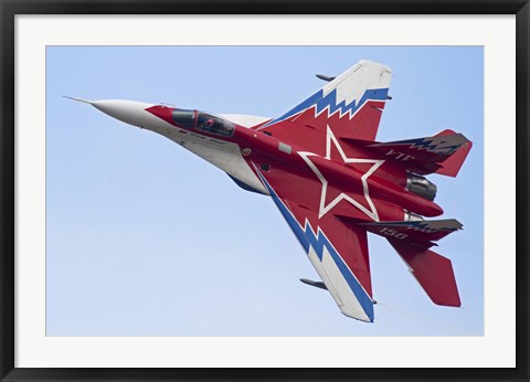 Framed Top view of a Russian MiG-29OVT aerobatic aircraft Print