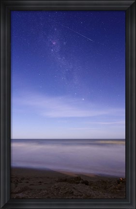 Framed meteor crossing the Milky Way, Miramar, Argentina Print