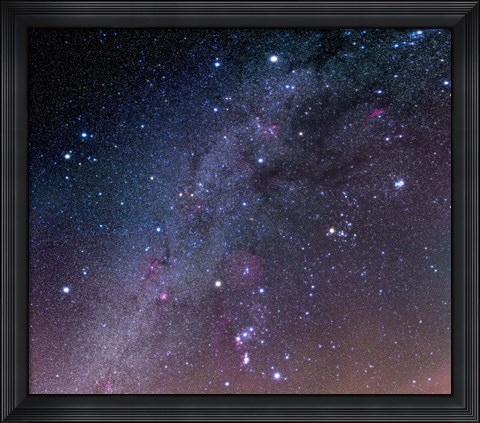 Framed Winter sky panorama with various deep sky objects Print