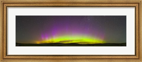 Framed Panoramic view of northern lights on the horizon, Saskatchewan, Canada Print