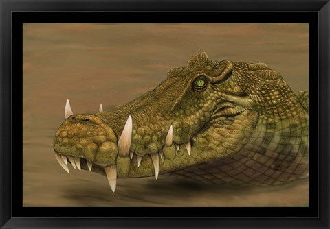 Framed Kaprosuchus saharicus head detail Print