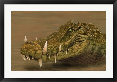 Framed Kaprosuchus saharicus head detail Print