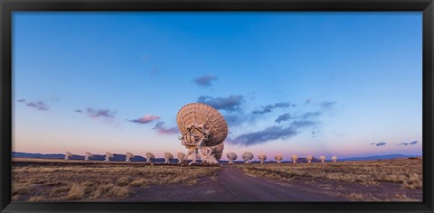 Framed Very Large Array radio telescope in New Mexico at sunset Print