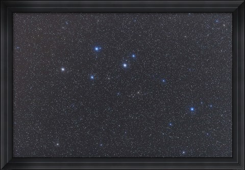 Framed Delphinus constellation on a hazy night Print