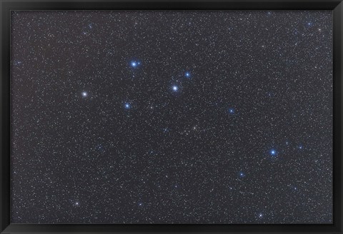 Framed Delphinus constellation on a hazy night Print