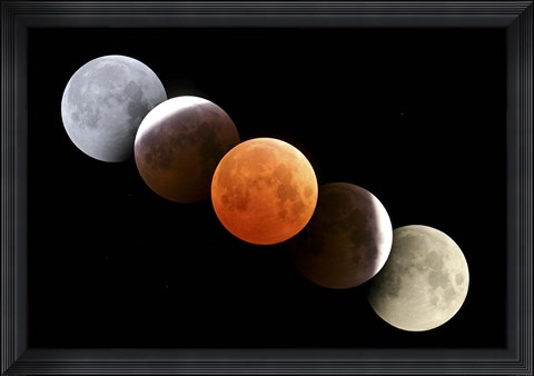 Framed Digital composite of total lunar eclipse Print
