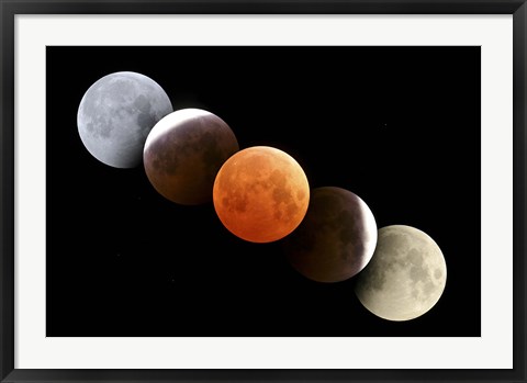 Framed Digital composite of total lunar eclipse Print