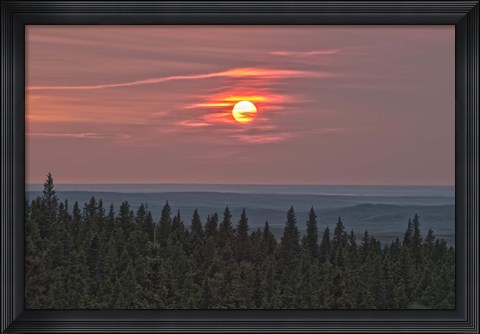 Framed Sunset at Horseshoe Canyon, Cypress Hills Interprovincial Park, Alberta, Canada Print