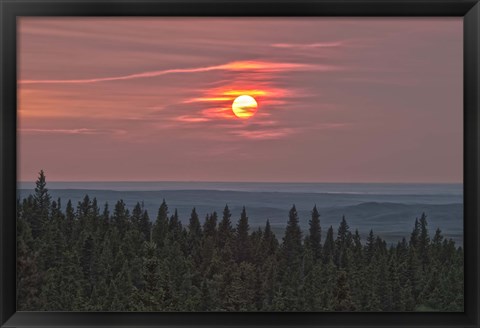 Framed Sunset at Horseshoe Canyon, Cypress Hills Interprovincial Park, Alberta, Canada Print