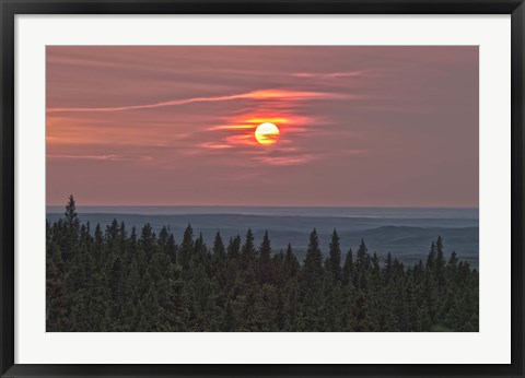 Framed Sunset at Horseshoe Canyon, Cypress Hills Interprovincial Park, Alberta, Canada Print