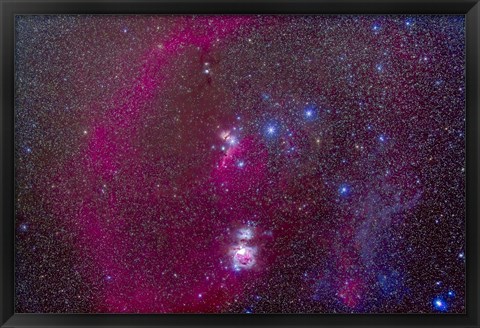Framed Orion Nebula, Belt of Orion, Sword of Orion and nebulosity Print