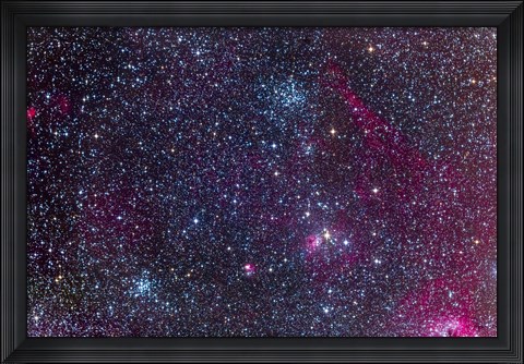 Framed Pinwheel Cluster and Starfish Cluster in the constellation Auriga Print