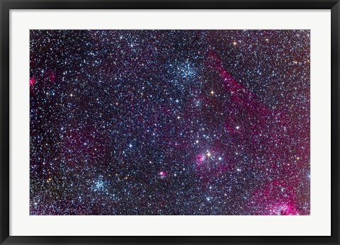 Framed Pinwheel Cluster and Starfish Cluster in the constellation Auriga Print