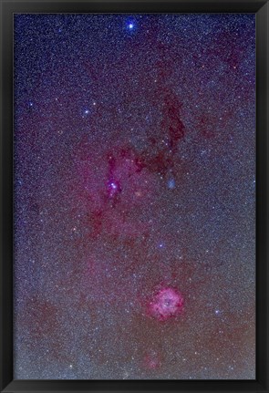 Framed Rosette Nebula with nebulosity complex in Monoceros Print