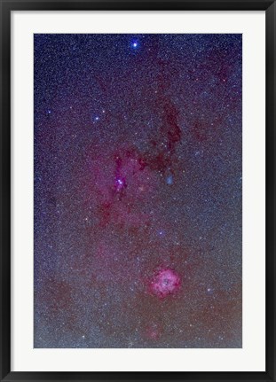 Framed Rosette Nebula with nebulosity complex in Monoceros Print