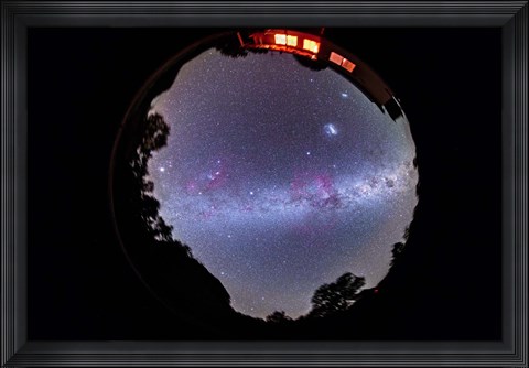 Framed fish-eye 360 degree image of the entire southern sky Print