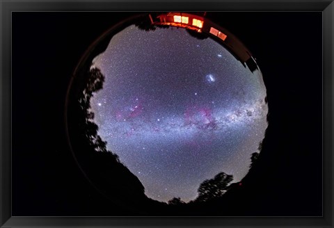 Framed fish-eye 360 degree image of the entire southern sky Print