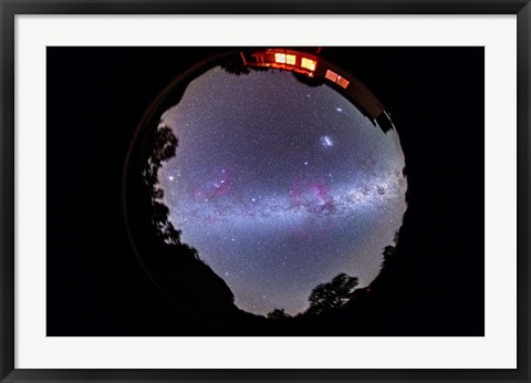 Framed fish-eye 360 degree image of the entire southern sky Print