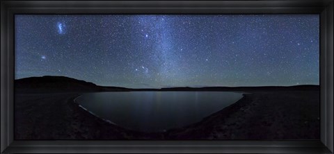 Framed panoramic view of the Milky Way and La Azul lagoon in Somuncura, Argentina Print