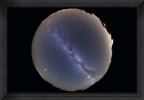 Framed Fish-eye lens view of sky with Milky Way Print
