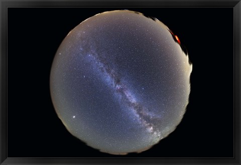 Framed Fish-eye lens view of sky with Milky Way Print