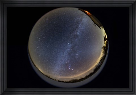 Framed Fish-eye lens view of the northern winter sky Print