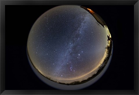 Framed Fish-eye lens view of the northern winter sky Print