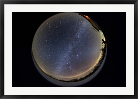 Framed Fish-eye lens view of the northern winter sky Print