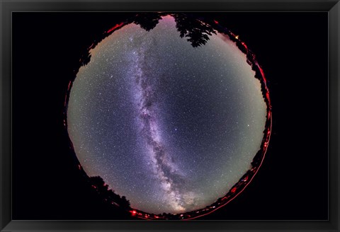Framed Fish-eye lens view of the summer Milky Way Print