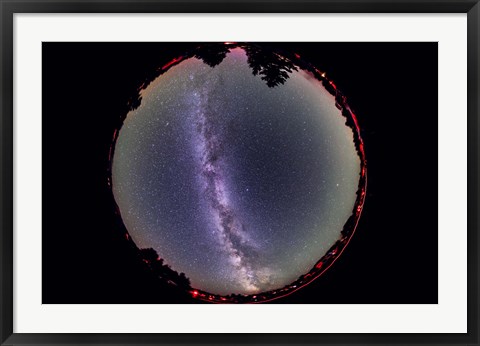 Framed Fish-eye lens view of the summer Milky Way Print