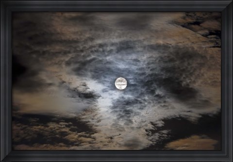 Framed Full moon in clouds Print