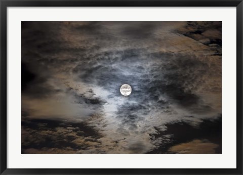 Framed Full moon in clouds Print