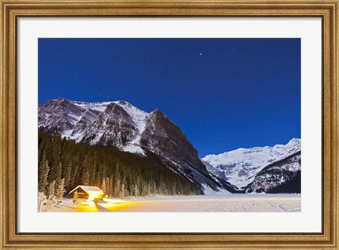 Framed Lake Louise on a clear night in Banff National Park, Alberta, Canada Print