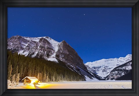 Framed Lake Louise on a clear night in Banff National Park, Alberta, Canada Print