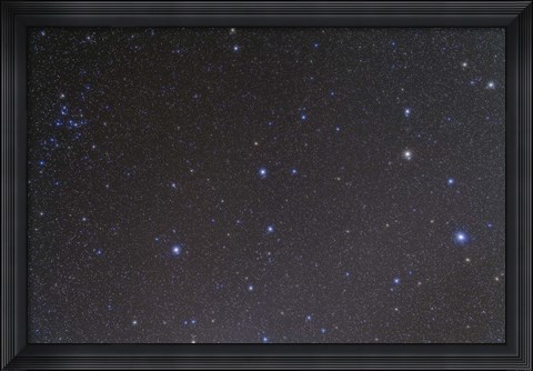 Framed constellation of Leo and the Coma Star Cluster in Coma Berenices Print