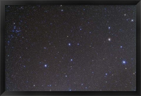 Framed constellation of Leo and the Coma Star Cluster in Coma Berenices Print