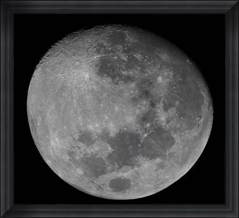 Framed waxing gibbous moon in a high resolution mosaic Print