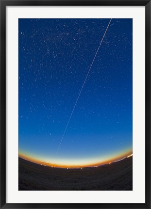 Framed Trail of the International Space Station coming out of the western twilight Print